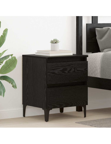 Armadio da Notte Rovere nero 40 x 35 x 50 cm Legno multistrato