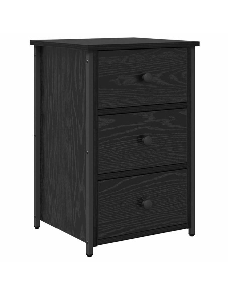 Armadio da Notte con cassetto Rovere Nero 40 x 36 x 60 cm