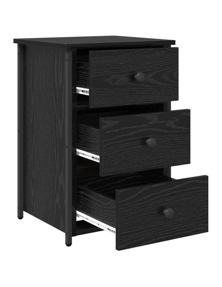 Armadio da Notte con cassetto Rovere Nero 40 x 36 x 60 cm