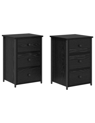 Armadio da Notte con cassetto 2 pcs Rovere Nero 40 x 36 x 60 cm