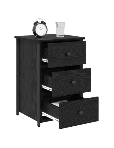 Armadio da Notte con cassetto 2 pcs Rovere Nero 40 x 36 x 60 cm