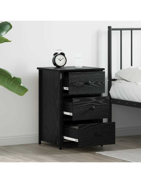 Armadio da Notte con cassetto 2 pcs Rovere Nero 40 x 36 x 60 cm