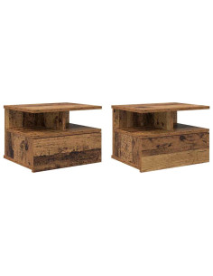 Comodino flottante 2 pcs Legno vecchio 40 x 31 x 28 cm 2