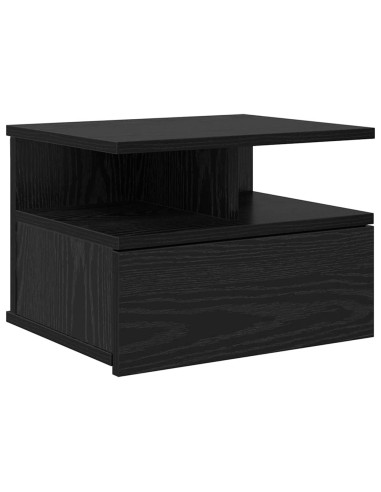 Comodino flottante con cassetto Rovere Nero 40 x 31 x 28 cm