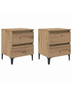 Armadio da Notte 2 pcs rovere artigianale 40 x 35 x 50 cm 2