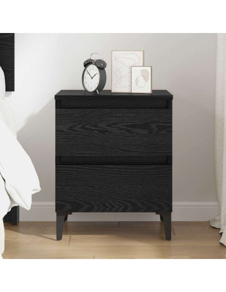 Armadio da Notte Rovere nero 40 x 35 x 50 cm Legno multistrato