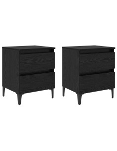 Armadio da Notte 2 pcs Rovere nero 40 x 35 x 50 cm 2