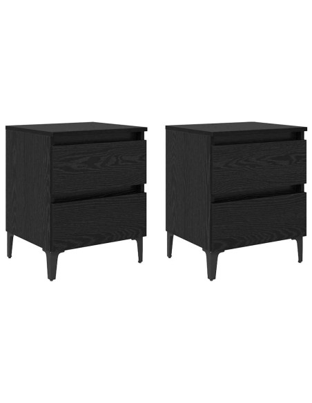 Armadio da Notte 2 pcs Rovere nero 40 x 35 x 50 cm