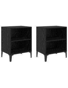 Armadio da Notte 2 pcs Rovere Nero 40 x 30 x 50 cm 2