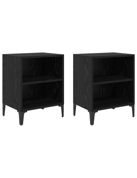 Armadio da Notte 2 pcs Rovere Nero 40 x 30 x 50 cm