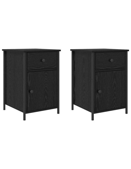 Armadio da Notte con cassetto 2 pcs Rovere Nero 40 x 42 x 60 cm