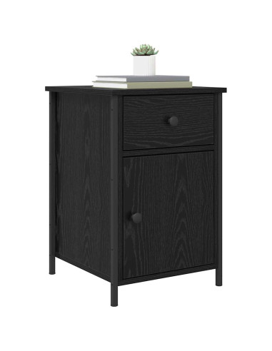 Armadio da Notte con cassetto 2 pcs Rovere Nero 40 x 42 x 60 cm