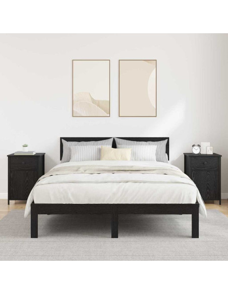 Armadio da Notte con cassetto 2 pcs Rovere Nero 40 x 42 x 60 cm