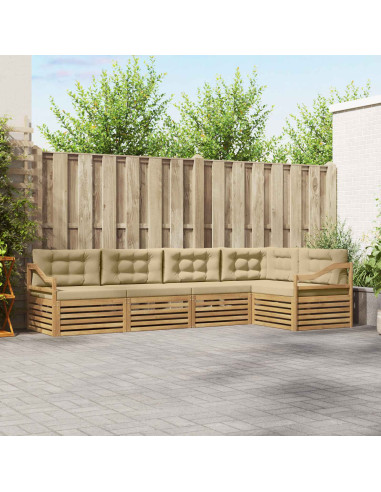 Set di divani da esterno 5 pcs Bianco e Beige Poliestere