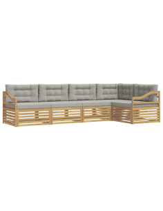 Set di divani da esterno 5 pcs Bianco e Grigio Chiaro 2