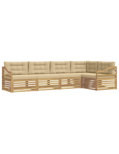 Set di divani da esterno 5 pcs Bianco e Beige Poliestere 2