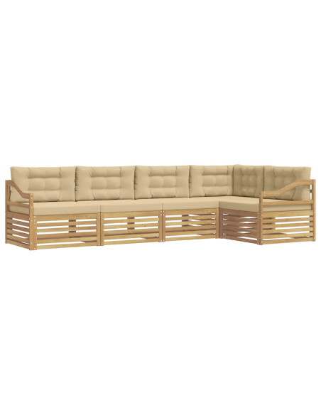 Set di divani da esterno 5 pcs Bianco e Beige Poliestere