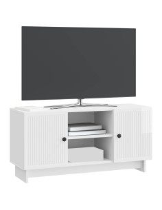 Mobile TV Bianco Lucido 102 x 34,5 x 50 cm Legno multistrato 2