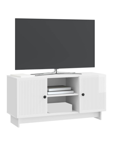Mobile TV Bianco Lucido 102 x 34,5 x 50 cm Legno multistrato