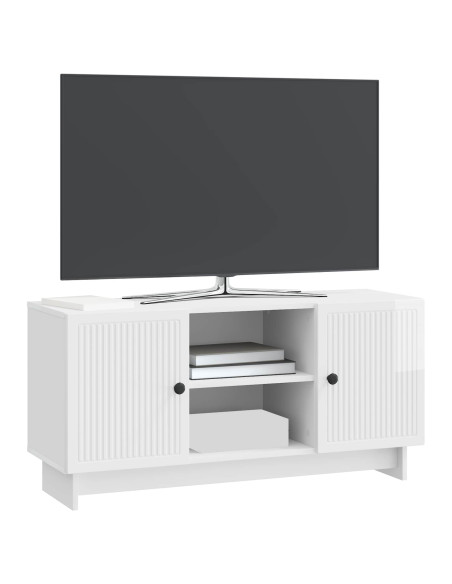 Mobile TV Bianco Lucido 102 x 34,5 x 50 cm Legno multistrato