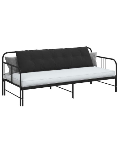 Cuscino per Schiena Nero 180 x 50 cm Tessuto in Cords
