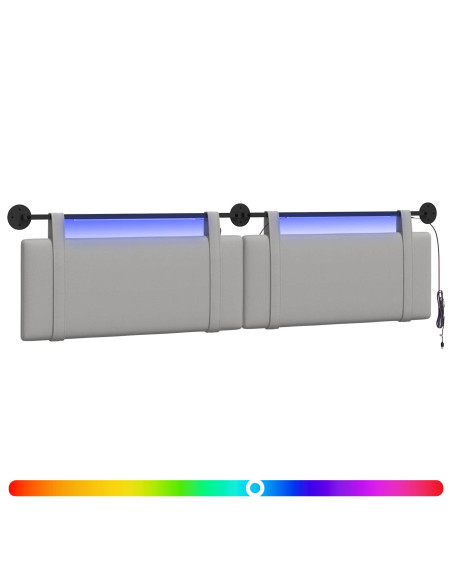 Testiera sospesa Con luce LED Grigio Nuvola Tessuto
