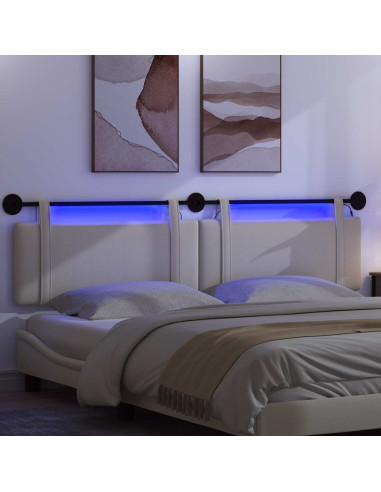 Testiera sospesa Con luce LED Grigio Nuvola Tessuto