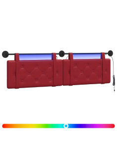 Testiera sospesa Con luce LED Rosso Vino Similpelle 2
