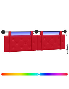 Testiera sospesa Con luce LED Rosso Similpelle 2