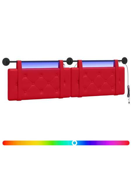 Testiera sospesa Con luce LED Rosso Similpelle