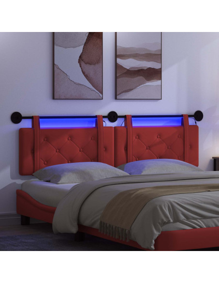 Testiera sospesa Con luce LED Rosso Similpelle