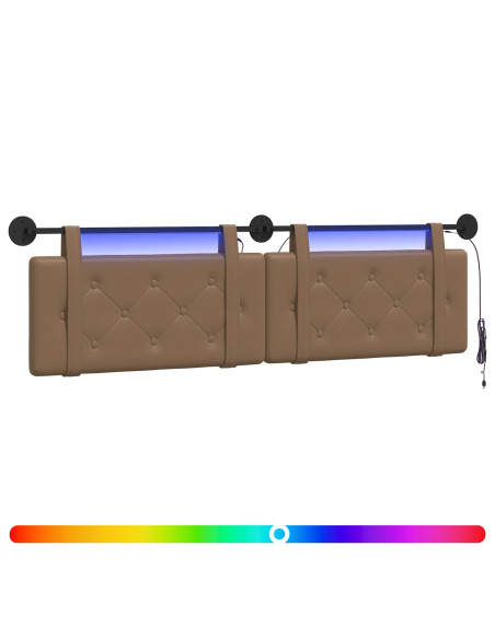 Testiera sospesa Con luce LED Cappuccino Similpelle