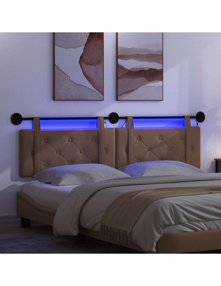 Testiera sospesa Con luce LED Cappuccino Similpelle