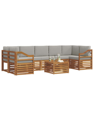 Set di divani da esterno 8 pcs Grigio Naturale e Chiaro