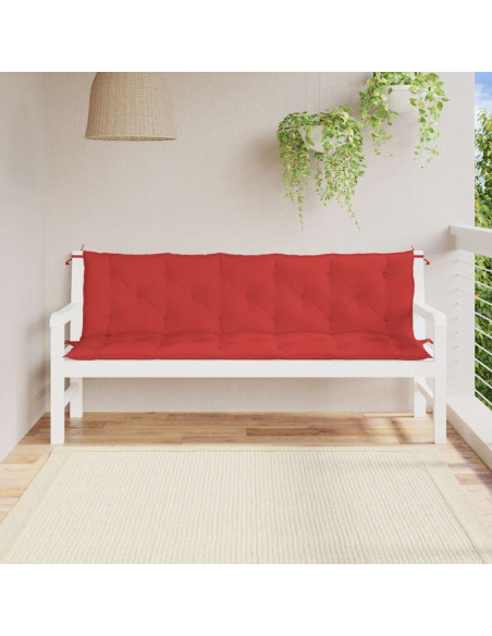 Cuscini per Panca 2 pz Rossi 180x50x7 cm in Tessuto Oxford