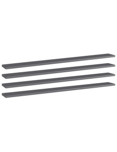 Ripiani per Libreria 4pz Grigio Lucido 100x10x1,5cm Multistrato 2
