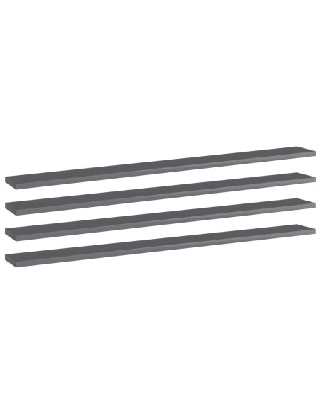 Ripiani per Libreria 4pz Grigio Lucido 100x10x1,5cm Multistrato