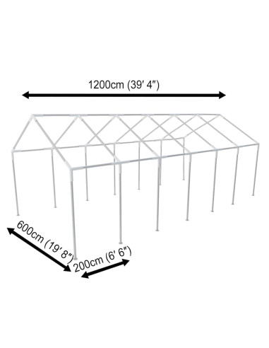 Tenda per Festa da Giardino Bianca 12 x 6 m