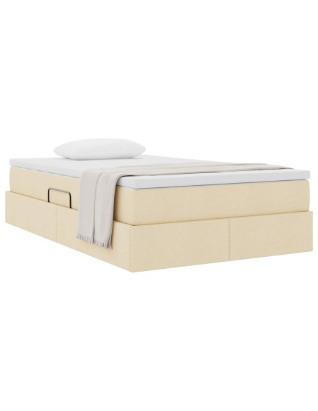 Letto con contenitore e materasso Crema 120 x 190 cm Poliestere