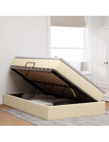 Letto con contenitore e materasso Crema 120 x 190 cm Poliestere