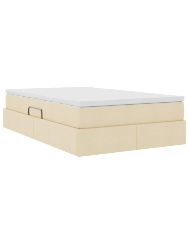 Letto con contenitore e materasso Crema 120 x 190 cm Poliestere