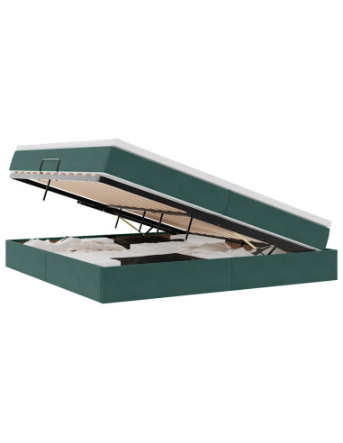 Letto con contenitore e materasso Verde Scuro 200 x 200 cm