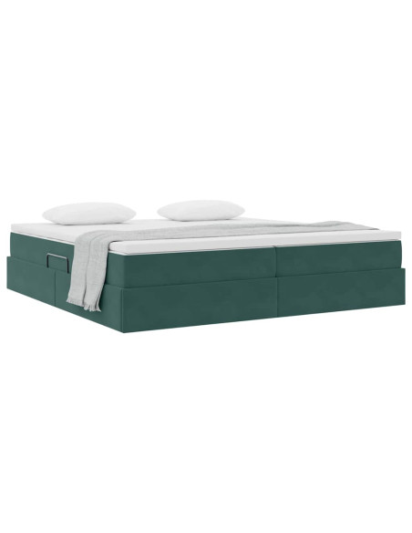 Letto con contenitore e materasso Verde Scuro 200 x 200 cm