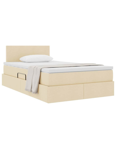 Letto con contenitore e materasso Crema 120 x 190 cm