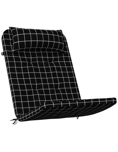 Cuscini Sedia Adirondack 2 pz a Quadri Neri in Tessuto Oxford