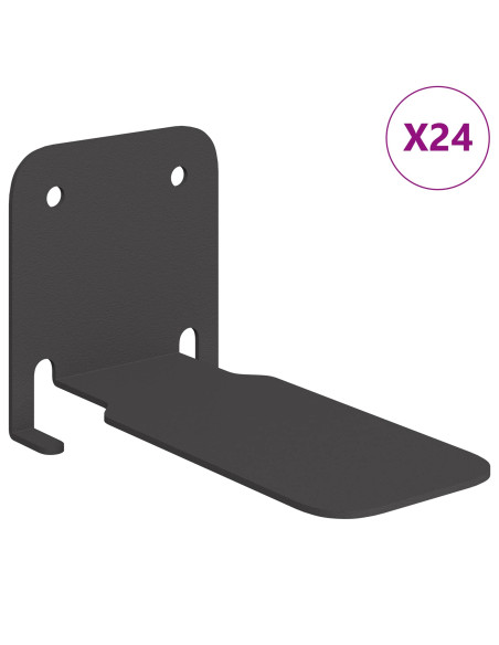 Mensola sospesa con lo scaffale 24 pcs Nero 6 x 10,8 x 6,6 cm