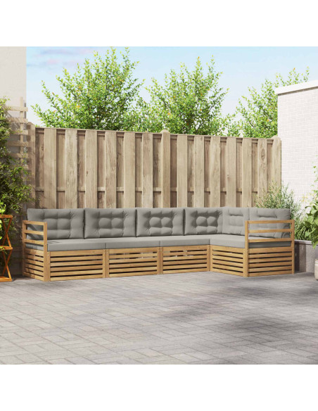 Set di divani da esterno 5 pcs Bianco e Grigio Chiaro