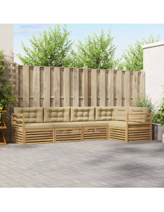 Set di divani da esterno 5 pcs Bianco e Beige Poliestere