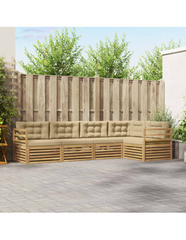 Set di divani da esterno 5 pcs Bianco e Beige Poliestere