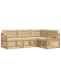 Set di divani da esterno 4 pcs Bianco e Beige 2